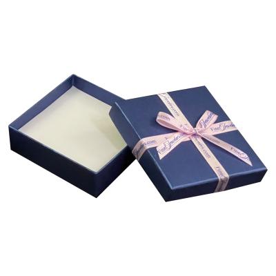 China Custom Blue Paper Jewelry Box and Bowknot 60*60*20mm for Your Jewelry Packaging Needs for sale