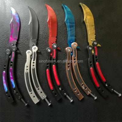 China Wholesale 5 Practice Matte Skins CS GO Game Butterfly Trainer, Fire Training Blunt Cross Knife, CSGO Balisong for sale