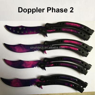 China Practice New Color Skin CS GO Butterfly Trainer , Phase 2 Doppler CS GO Balisong Knife for sale