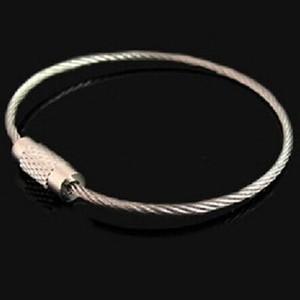 China Stainless Steel Ring Keychain Buckle Cute Knit SUS Metal Tool Bead Outdoor Wire EDC for sale