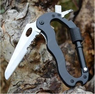 China Steel EDC Tools Carabiner Watch Hill Hook Ascent-Bolt Knot Climbing Buckle With Cross Knife Saw Screwdriver Straight for sale