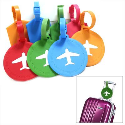 China Fashionable Soft PVC Airplane Luggage Rubber Travel Tags Rubber Round Baggage Tags Custom Suitcase Tags for sale