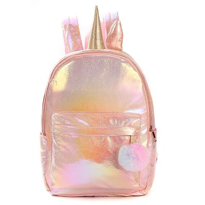 China Anti-theft Backpack Customizable Logo School Shoulder Unicorn Colorful Pink Backpack for sale