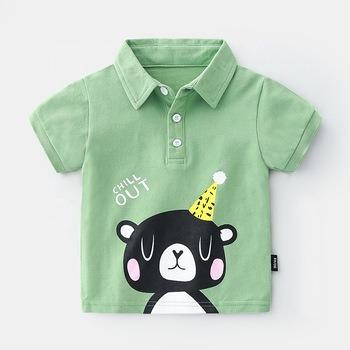 China Summer Cotton Short Sleeve Baby Polo Anti-Shrink Cute Animal Print T-Shirt for sale