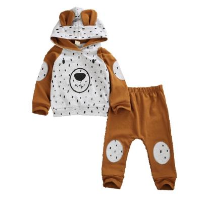 China Antibacterial Infant Animal Print Costume Boy Kid Sweatshirt Pantsuit Tracksuit Hooded Suit for sale