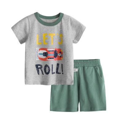 China High Quality Baby Boy Summer Antibacterial Clothes Sets Short Sleeves Back Style T-shirt+Shorts Pants 2pc Suits Kids Loungewear for sale