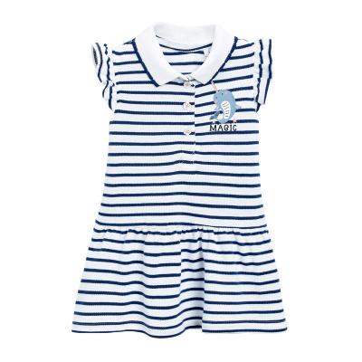 China New Design Breathable Striped Printing Dress With Polo Collar For Baby 2-7 Years Old for sale