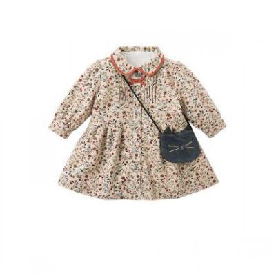 China Breathable Babies Clothes Sleeve Long All Over Print Of Small Flowers Dress for sale