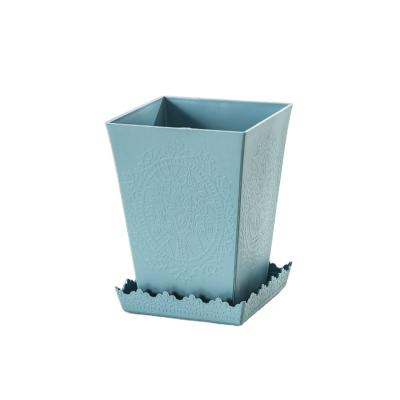 China Plant Modern Decorative Indoor Rectangular Flower Cheap Plastic Flower Pot With Tray for sale