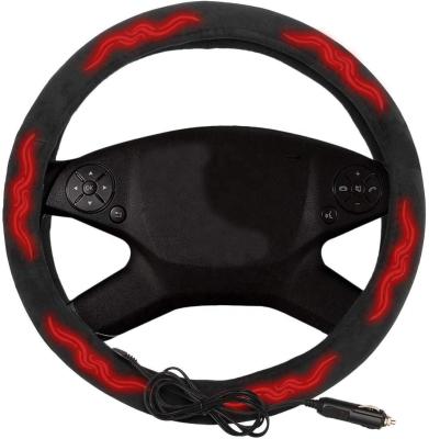 China Luxury Universal Auto Car 12V Electric Heated Steering Wheel Cover for sale