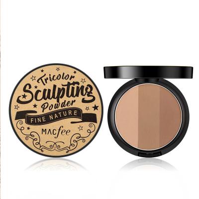 China MACFEE 3 Colors Waterproof Beauty Makeup Face Powder Highlight Cosmetic Tray Combination Pressed Powder Makeup for sale