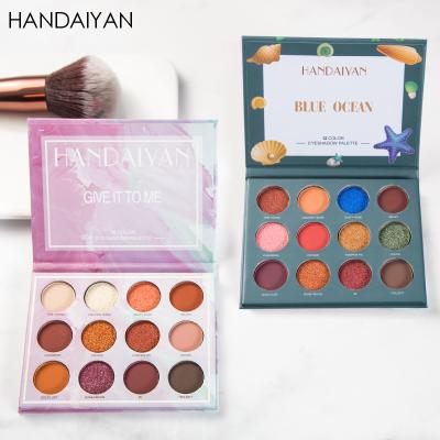 China HANDAIYAN Waterproof Eye Makeup Shimmer Matte Eyeshadow Palette 12 Colors Glitter Pigment Waterproof Eyeshadow Cosmetic for sale