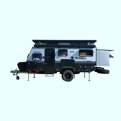 China Factory 15ft Off Road RV Travel Trailer Factory 15ft Off Road RV Camper Caravan Pop Tent TrailerCamper Australian Standard Aluminum Camping Trailer For Sale for sale