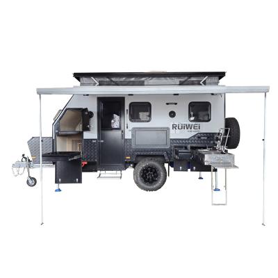 China Durable Roll Out Motorized Travel Trailer 13ft Ruiwei RV Caravan With Awning for sale