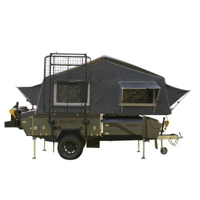 China Hot Sale High Quality RUIWEI 8ft Folding Travel Trailer Truck Caravans Expedition Tent Camping Trailer for sale