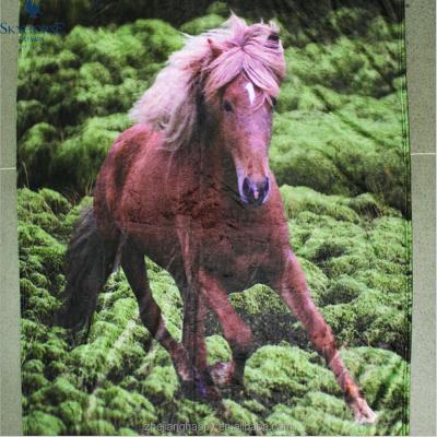 China Electric popular horse printed warp or weft 3D mink blanket printed mink polyester blanket for sale