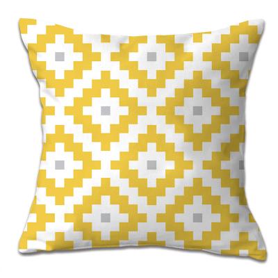 China Yellow Geometric Pillow Case New Arrival Sofa Pillow Cotton Linen Pattern Bz003 for sale