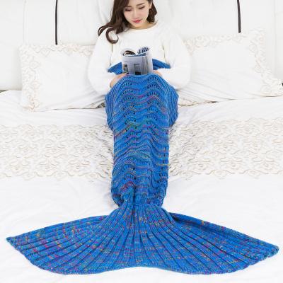 China Anti-pilling Cavity Wrinkled 100% Acrylic Knitted Mermaid Tail Kid Blanket For Sale for sale