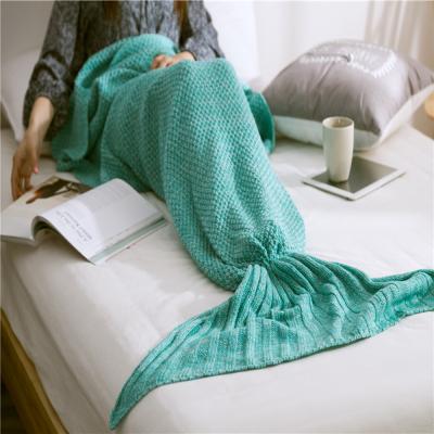 China High quality soft fish anti-pilling measures pattern crochet children or adult mermaid tail blanket for sale