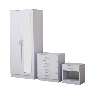 China (Other) 2 Designs Adjustable Modern Portable Wood Bedroom Wardrobe Mirrored White Cabinet Two Door Kids Wardrobe For Cloth for sale