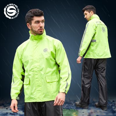 China SFK Breathable Wateeproof Green Black Breathable Outdoor Sports Hiking Jacket Rainproof Pants Suit Motorcycle Motocross Raincoat Set for sale