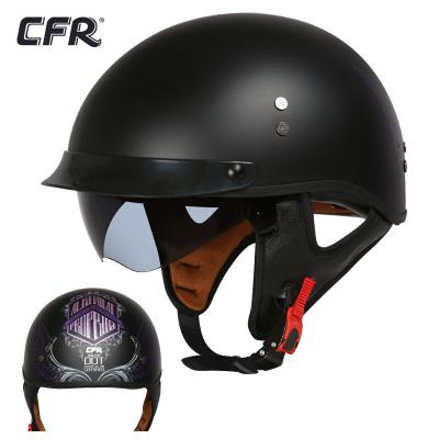 China Sun Shield CFR Motorcycle Helmet White Motorcycle FRP Safty Helmet CFR Helmet Light Wight Ross Black Wings Ghost Retro Open Face Cycling Helmet for sale