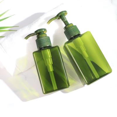 China Idealpak PETG 110ml Cosmetic Transparent Green Wholesale Shampoo Bottle Plastic Bottles With Pump Dispenser for sale