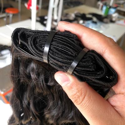 China Cuticle Aligned Hair Lace Clip No Tangle On Hair No Chemical Process Double Drawn Straight Colored 100 Remy Extension Clip-In Human Hair Lace Clip On Hair for sale