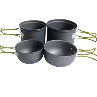 China 4pcs/set Sustainable Outdoor Camping Pot Cookware Set Nonstick Aluminum Cookware Set for sale