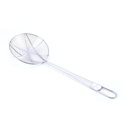 China Durable Cooking Slotted Skimmer Stainless Steel Kitchen Cookware Skimmers Long Handle Strainer Colander Spoon for sale