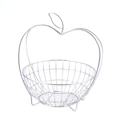 China Factory Supply Sustainable Apple Shape Fruit Storage Basket Fruit Decorations Iron Fruit Basket for sale