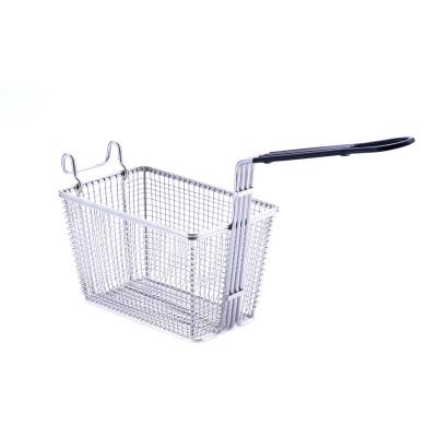 China Stainless Steel Square Mesh Kitchen Tool Frying Basket Viable French Fries Chips Net Strainer for sale