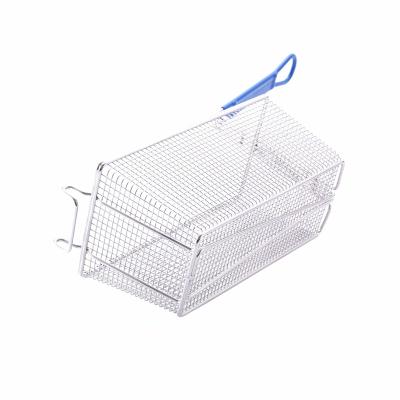 China Sustainable 320 High Quality Frying Basket Iron Silver Kitchen Gadgets Mesh Basket for sale