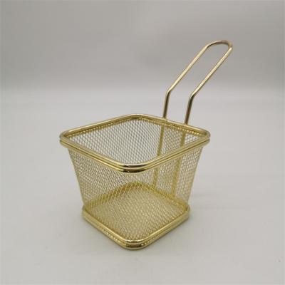 China Front Hook Commercial Fried Chips Kitchen Tool Viable Metal Frying Basket Triple Size Deep Fryer Basket for sale