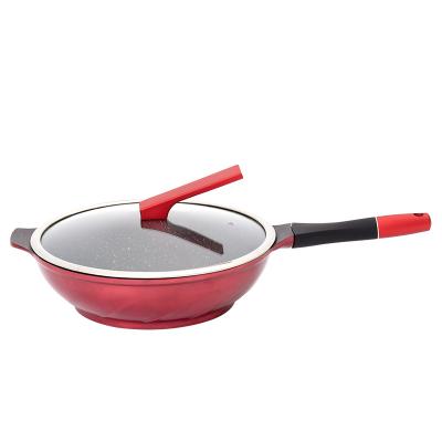 China Sustainable Nonstick 8 in 1 Multipurpose Woks Household Chinese Traditional wok burner cook with Transparent Glass Lid for sale