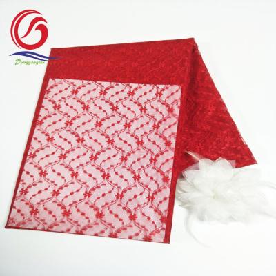 China 2021 Hot Viable Wholesale Red 100% Polyester High Quality Factory Price Lace Fabric for sale