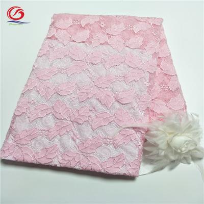 China Viable High Quality Jacquard Nylon Spandex Jacquard Design Fasion Flower Pink Elastic Lace For Underwear for sale