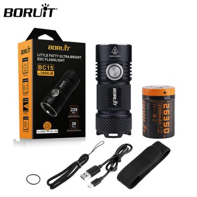 China Camping Boruit Super Bright 3000lm Led Torch 30W XPG Instant Light Mini LED Flashlight With USB 26350 Battery for sale