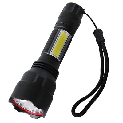 China Hot Selling Flashlight Torch Camping Factory New Boruit Style 18650 Battery Cable With COB Side Light For Outdoor for sale