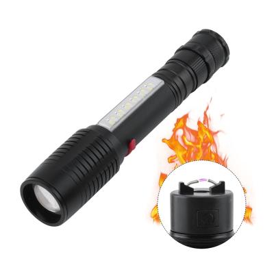 China New Multifunctional Rechargeable Rotated Strong Light Camping Zoomable Light Remote Torch Capability Wire Ignition Flashlight for sale