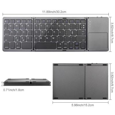 China WirelessBluetooth waterproof mini foldable keyboard with touchpad is common to three flat phone systems for sale