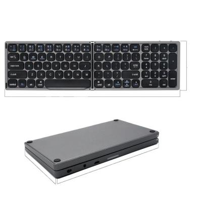 China Waterproof slim full size portable double folding wireless keyboard with independent sector foldingBluetooth keypad for sale