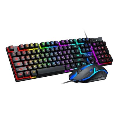 China USB Keyboard and Mouse Set Gaming Tf200 Wired Character Keyboard and Mouse Waterproof Luminous Wholesale for sale