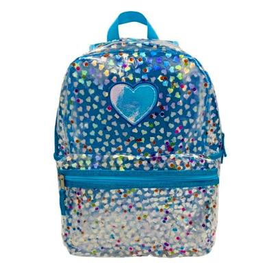 China Waterproof Customized Water Proofing Fashionable Female Students Waterproof PVC School Bag With Holographic Heart Pattern for sale