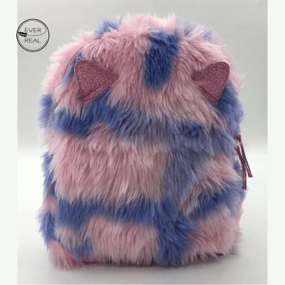 China Fashionable Cute Little Girls Daily Use Bookbag School Bag For Kindergarten Children Pink Plush Fur Backpack For Girls Children for sale