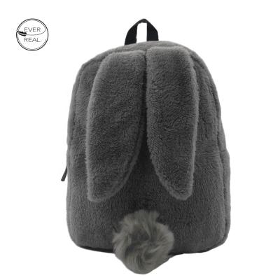 China Everreal Durable Custom Fashion Plush Furry Rabbit Ear Backpack, Baby Toddler 3D Travel School Bag For Kids Girls Boys for sale