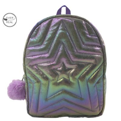 China Everreal Waterproof Custom Designer Colorful Pu Leather Students Backpack Winter Cotton Bookbags For Kids Girls Children for sale