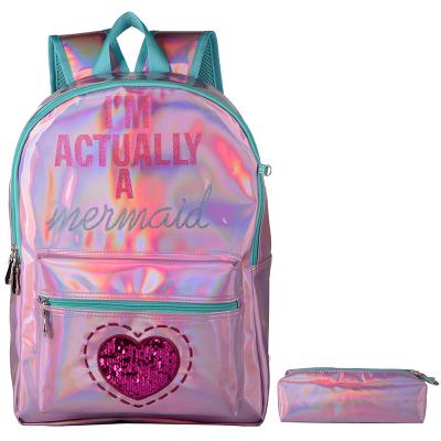 China 2pcs Popular Waterproof Set Waterproof Bookbag PU Leather Backpack School Bag Set For Primary Student Kids Girls for sale