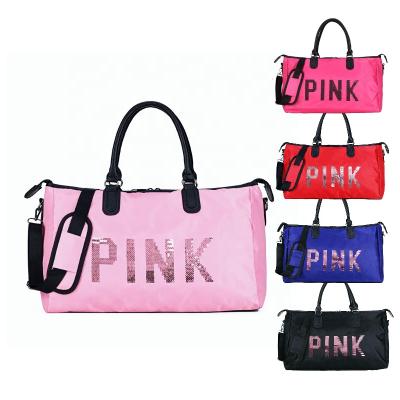 China Wholesale Hot Sale Custom Everreal Fashion Travel Duffel Bag Polyester Waterproof Logo Gym Bag Overnight Sport Bag Pink For Women Girls for sale