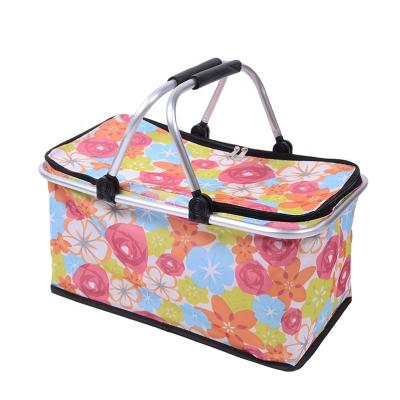 China Everreal Outdoor Collapsible Picnic Basket Leisure Tote Cooler Bags Custom Insulated Folding Basket Lunch Bags for sale